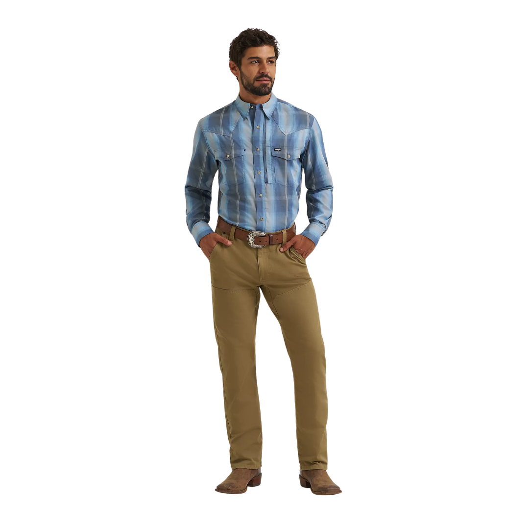 Wrangler Men's Atg-x Western Performance Indigo Shirt