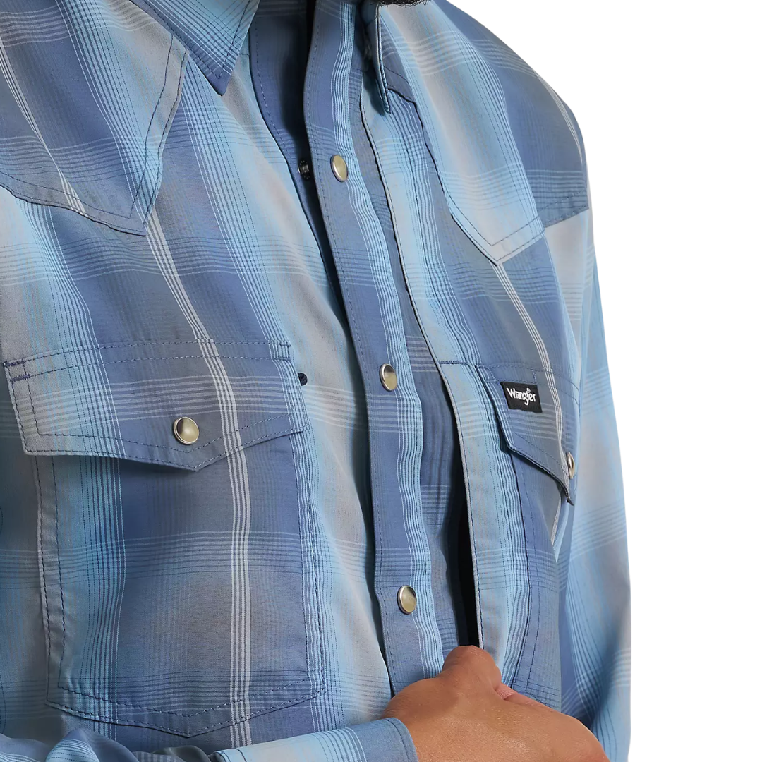Wrangler Men's Atg-x Western Performance Indigo Shirt