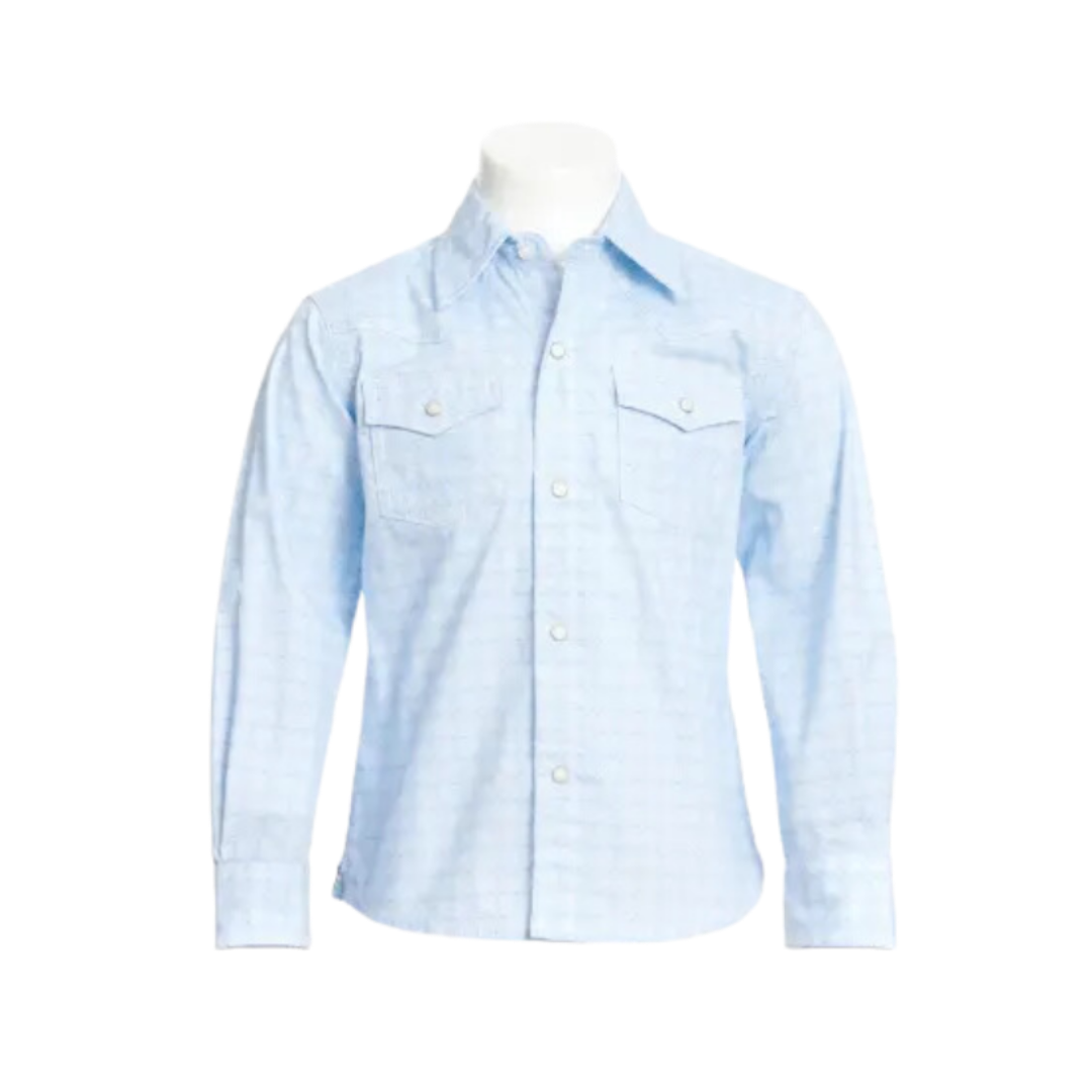 Wrangler Youth Boy's 20X Geo Light Blue Shirt