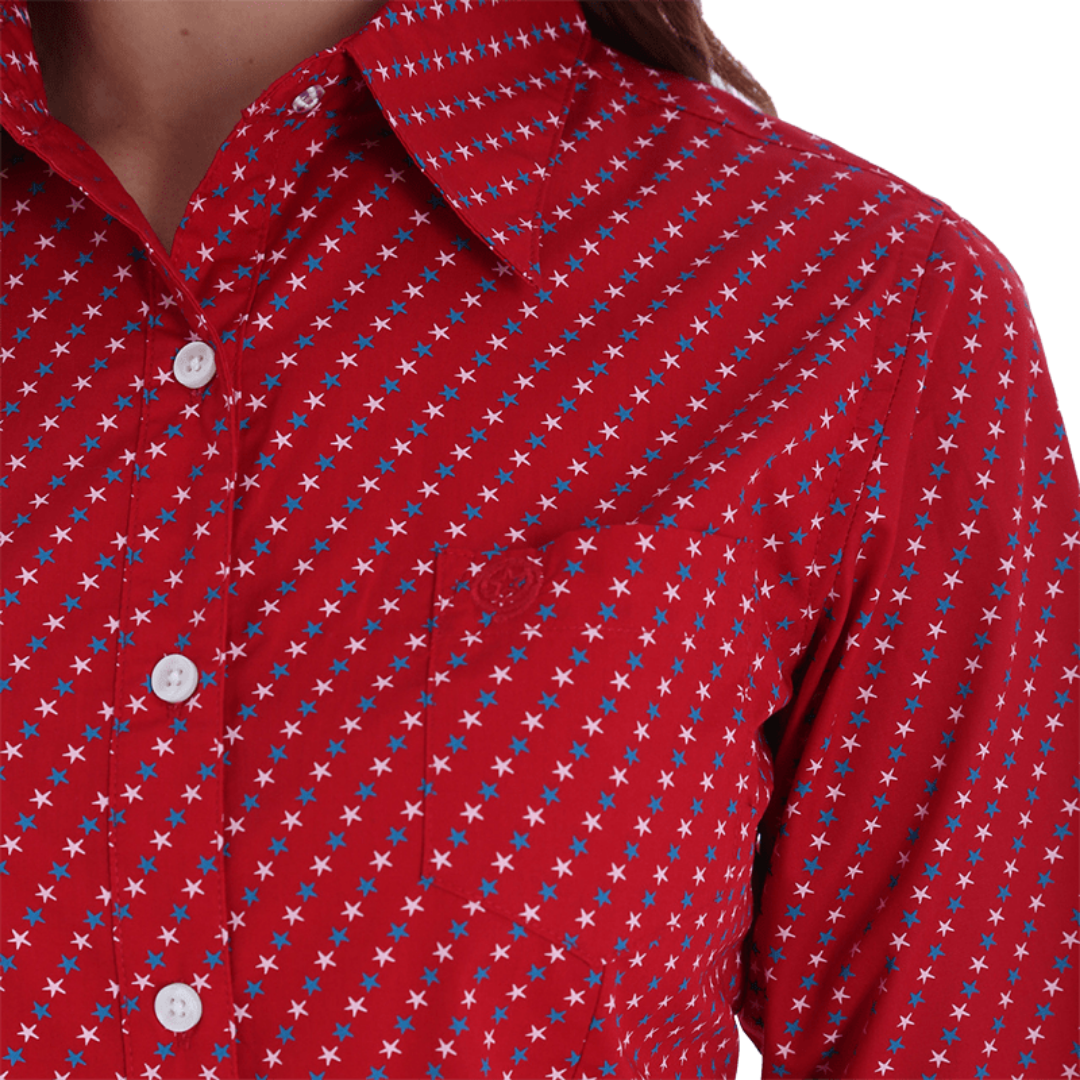 Wrangler Women's Red Western Button Down Shirt