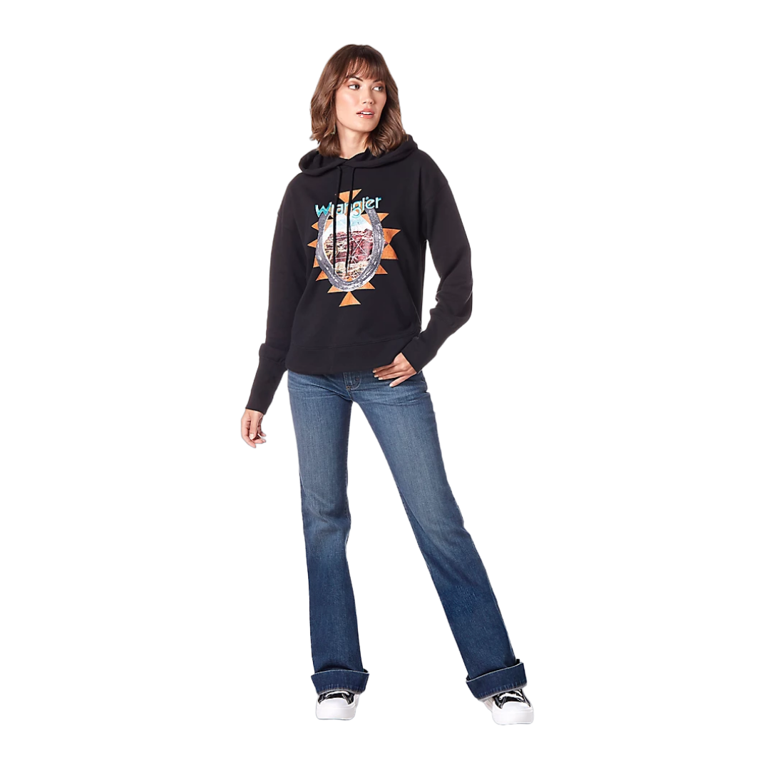 Wrangler Women's Black Beauty Retro Curved Hem Hoodie