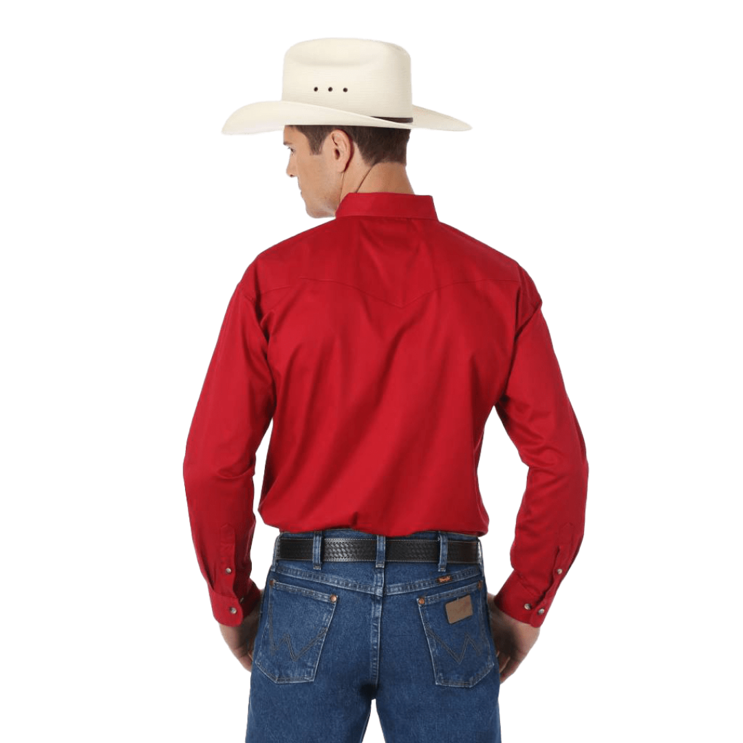 Wrangler Men's Red R Twill Long Sleeve Shirt