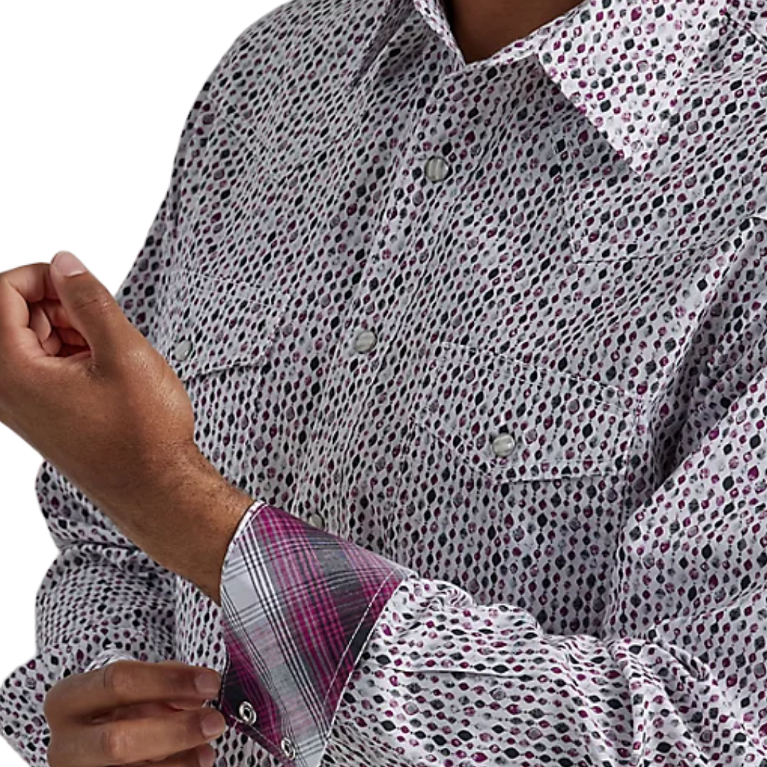 Wrangler Men's Purple Drops 20x Competition Snap Shirt