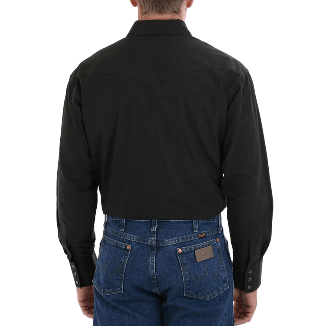 Wrangler Men's Long Sleeve Snap Solid Black Shirt
