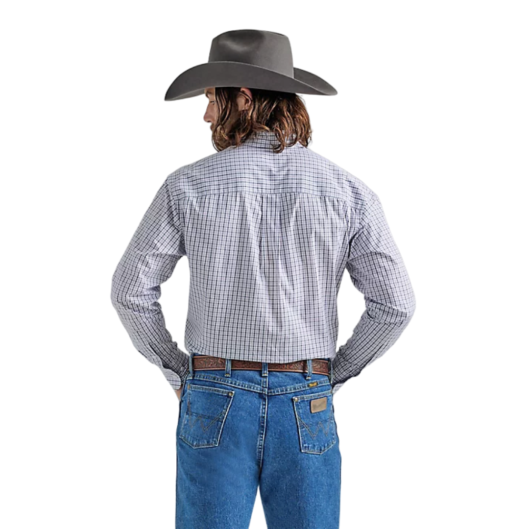 Wrangler Men's George Strait One Pocket Plaid In Lilac Shirt