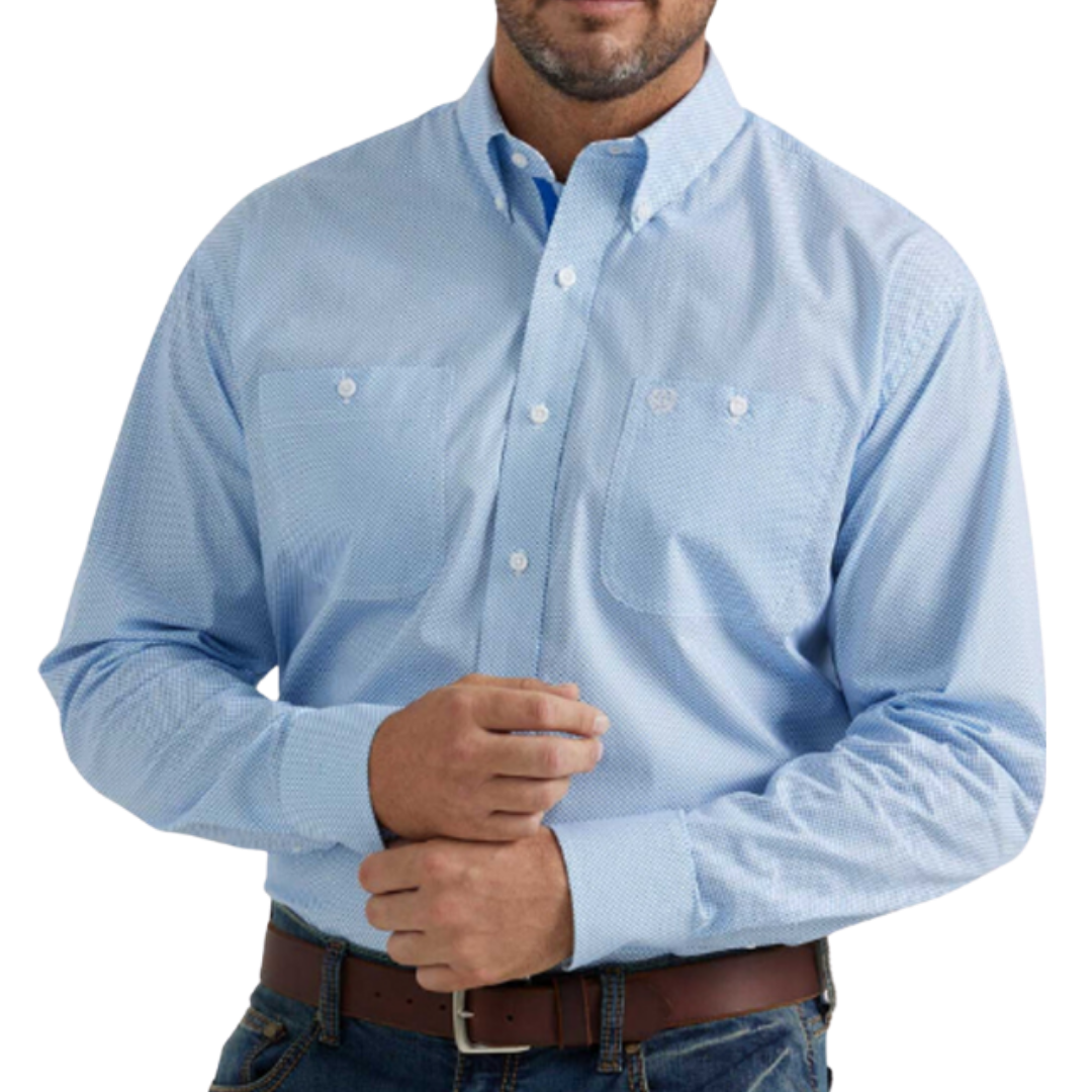 Wrangler Men's George Strait Button Down Blue Shirt