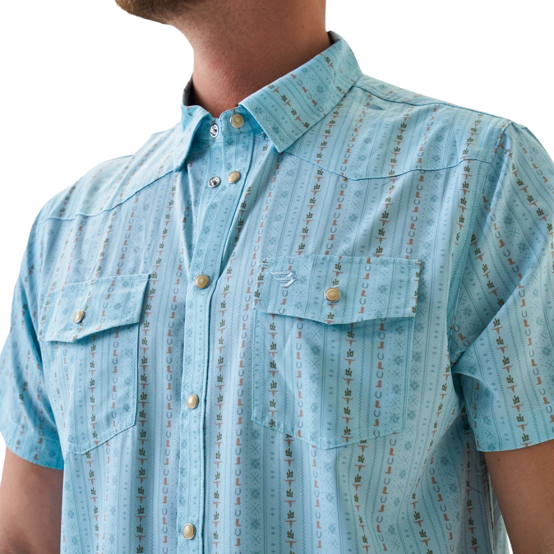 Burlebo Men's Performance Western Blue Jean Shirt