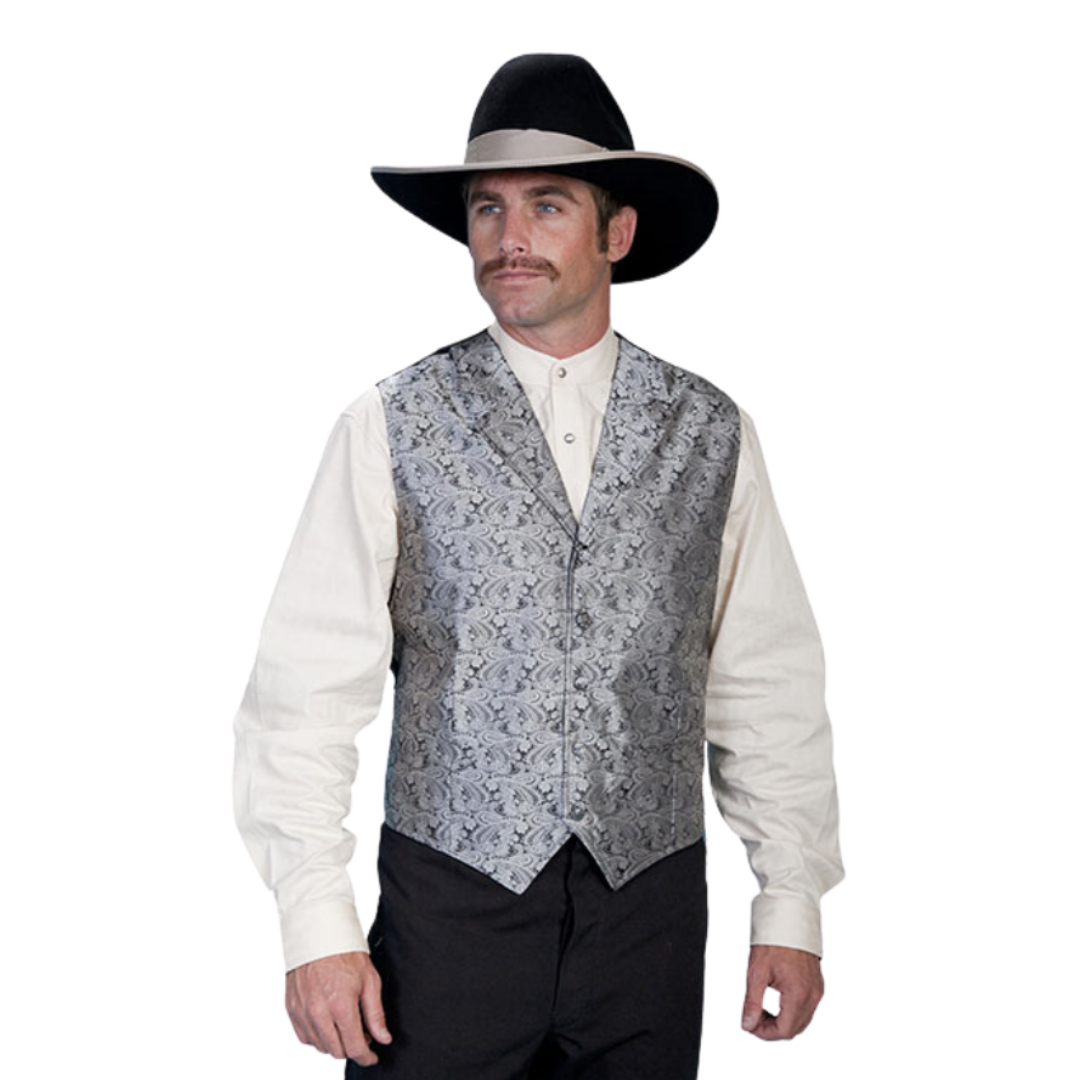 Scully Leathers Men's Grey Paisely Vest