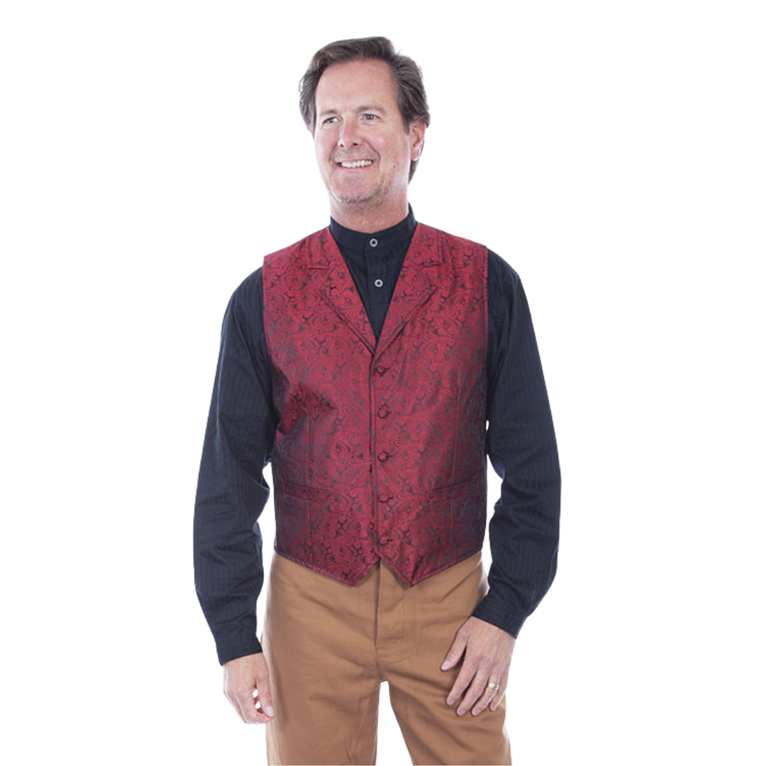 Scully Leathers Men's Red Paisely Vest