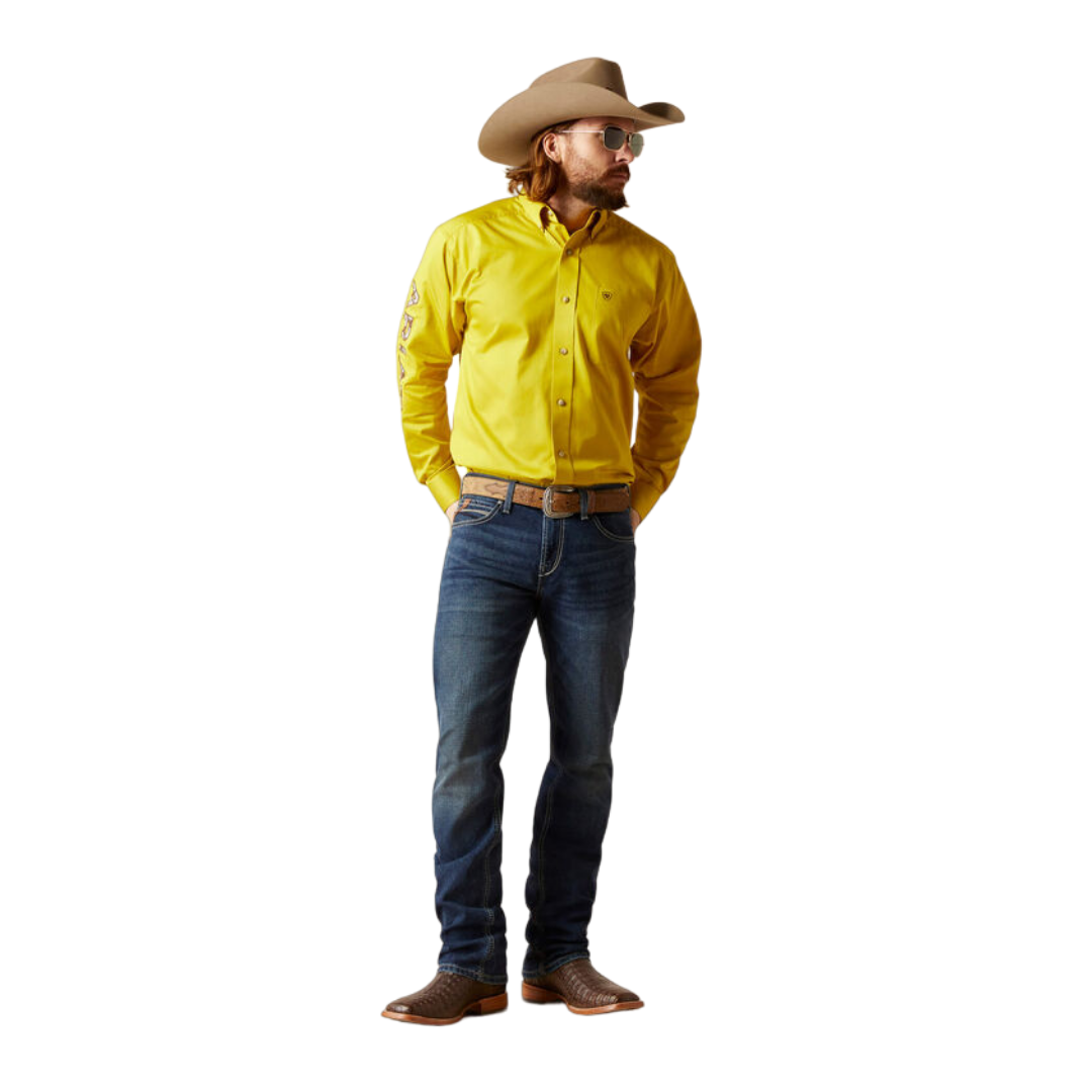 Ariat Men's Team Logo Twill Classic Yellow Shirt