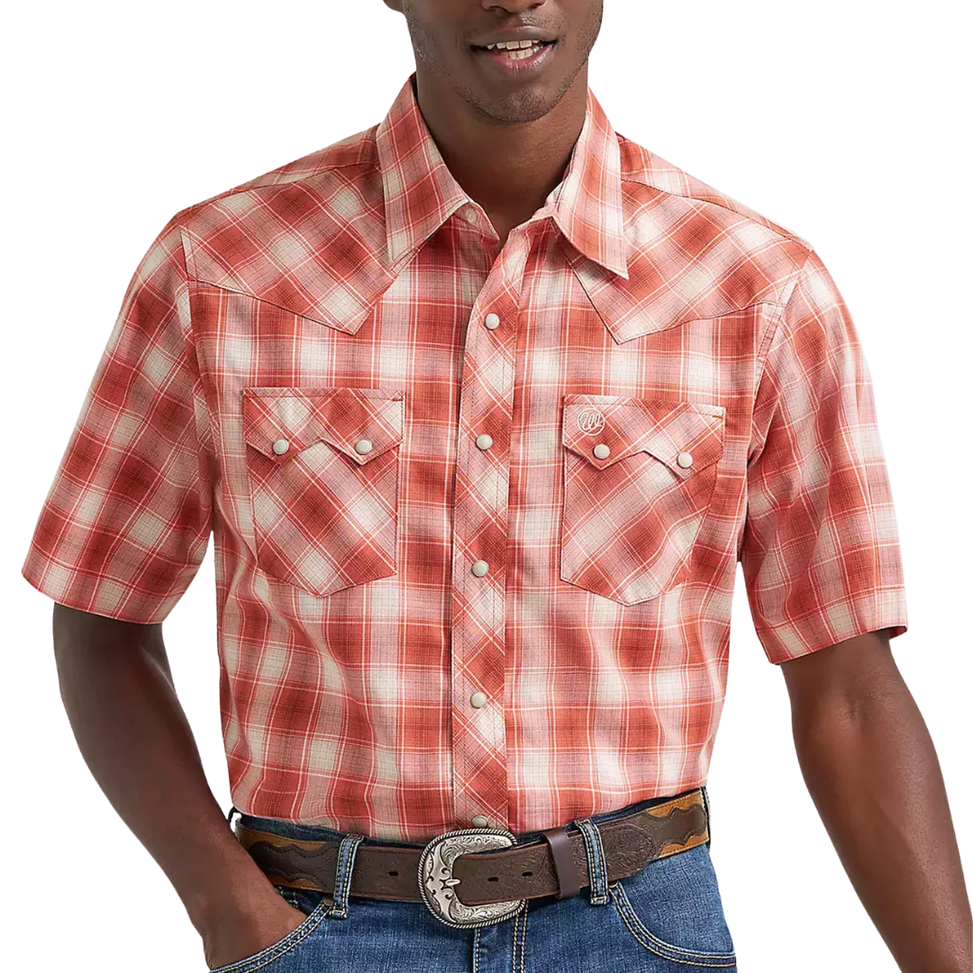 Wrangler Men's Retro Short Sleeve Red Shirt