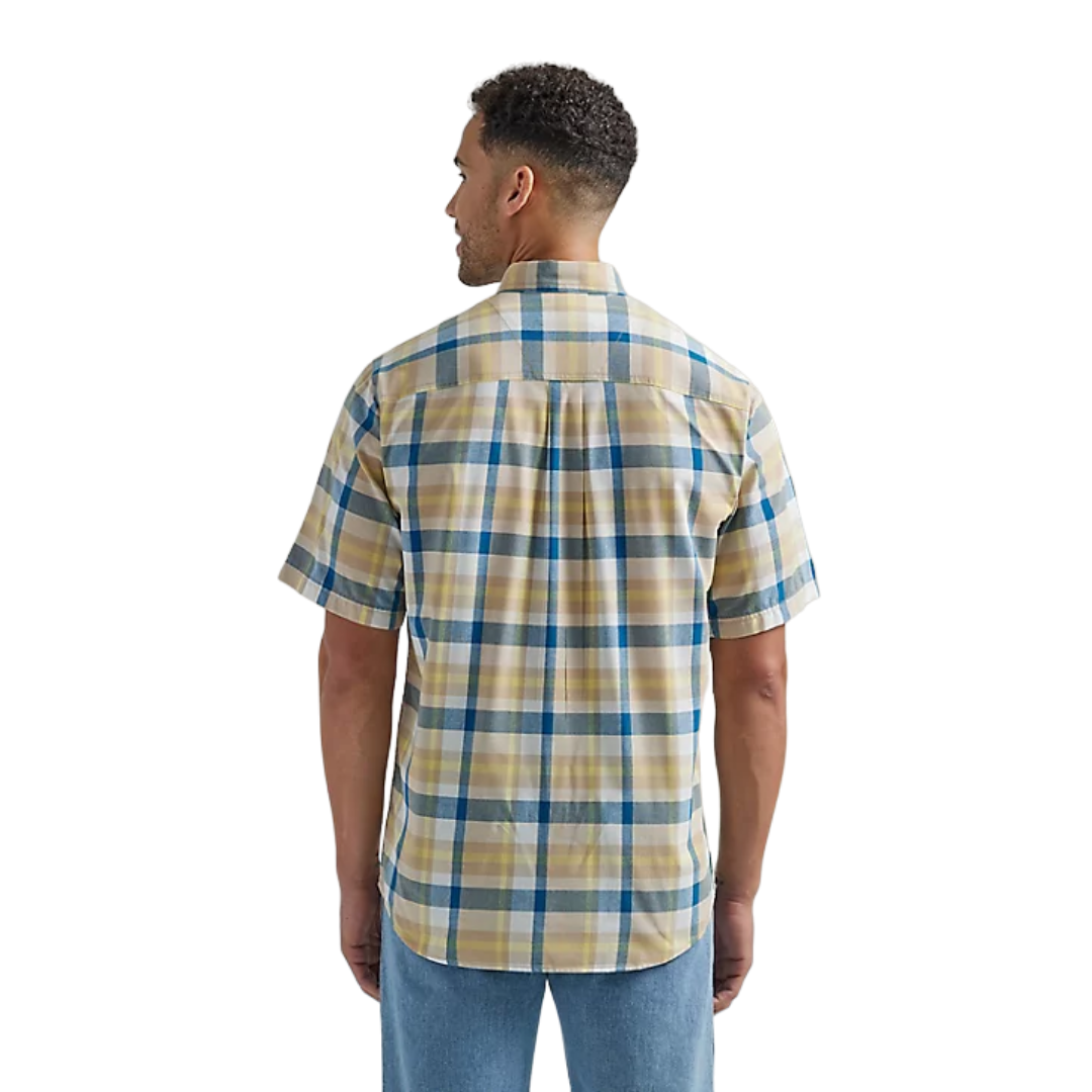 Wrangler Rugged Wear Easy Care Plaid In Khaki Blue Shirt