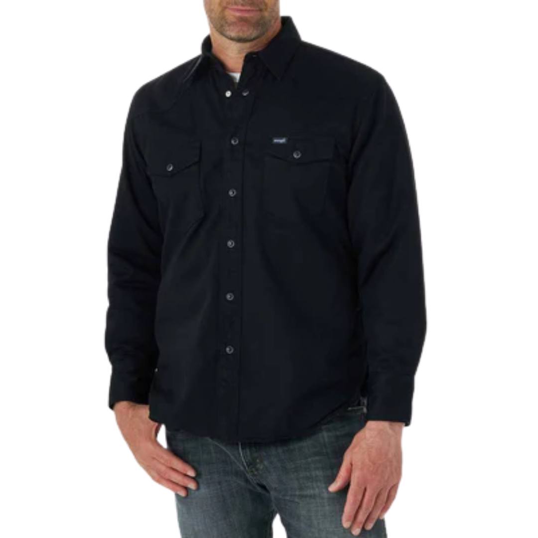 Wrangler Men's Flannel Lined Black Shirt - Big