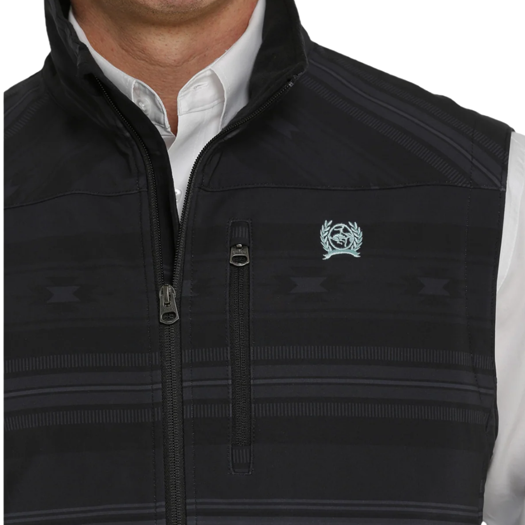 Wrangler Men's Black Aztec Printed Bonded Vest