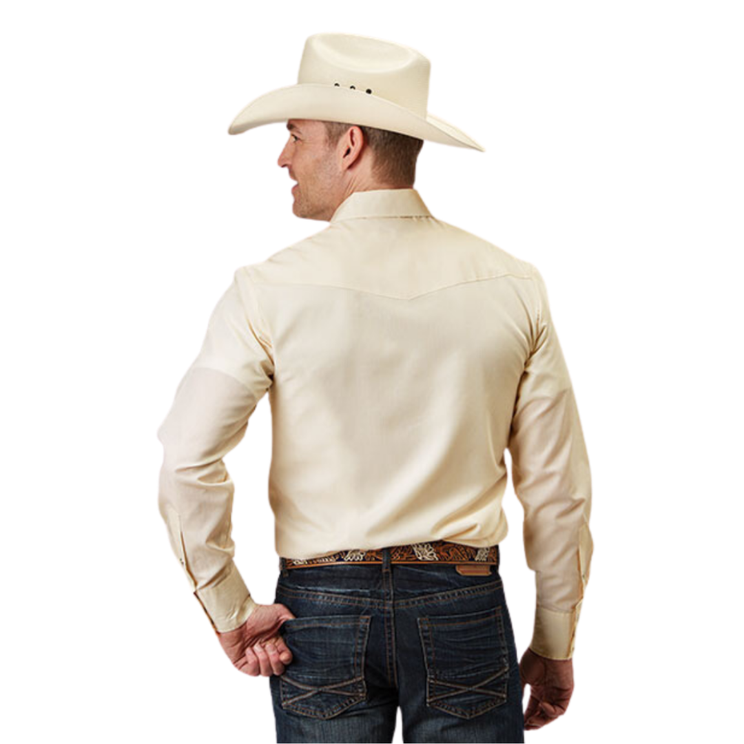 Roper Men's Cream Tonal White Shirt