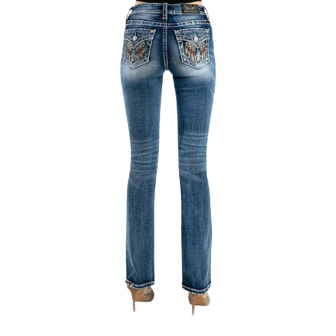 Miss Me Women's Colorful Wing Blue Jeans