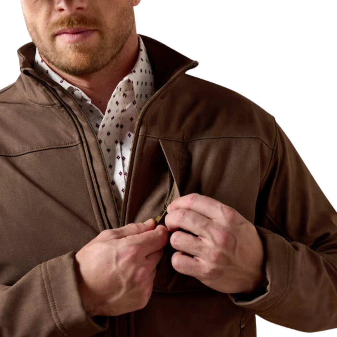 Ariat Men's Vernon Softshell Wren Faux Leather Print Jacket