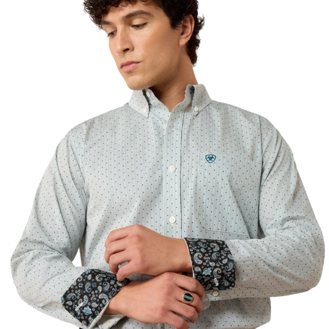Ariat Men's Print Long Sleeve Blue Shirt