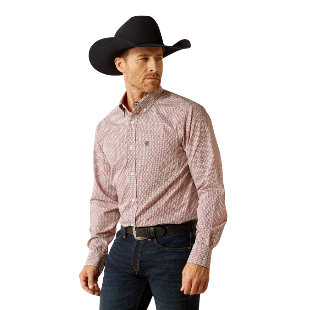Ariat Men's Wrinkle Free Iven Red Shirt - XS