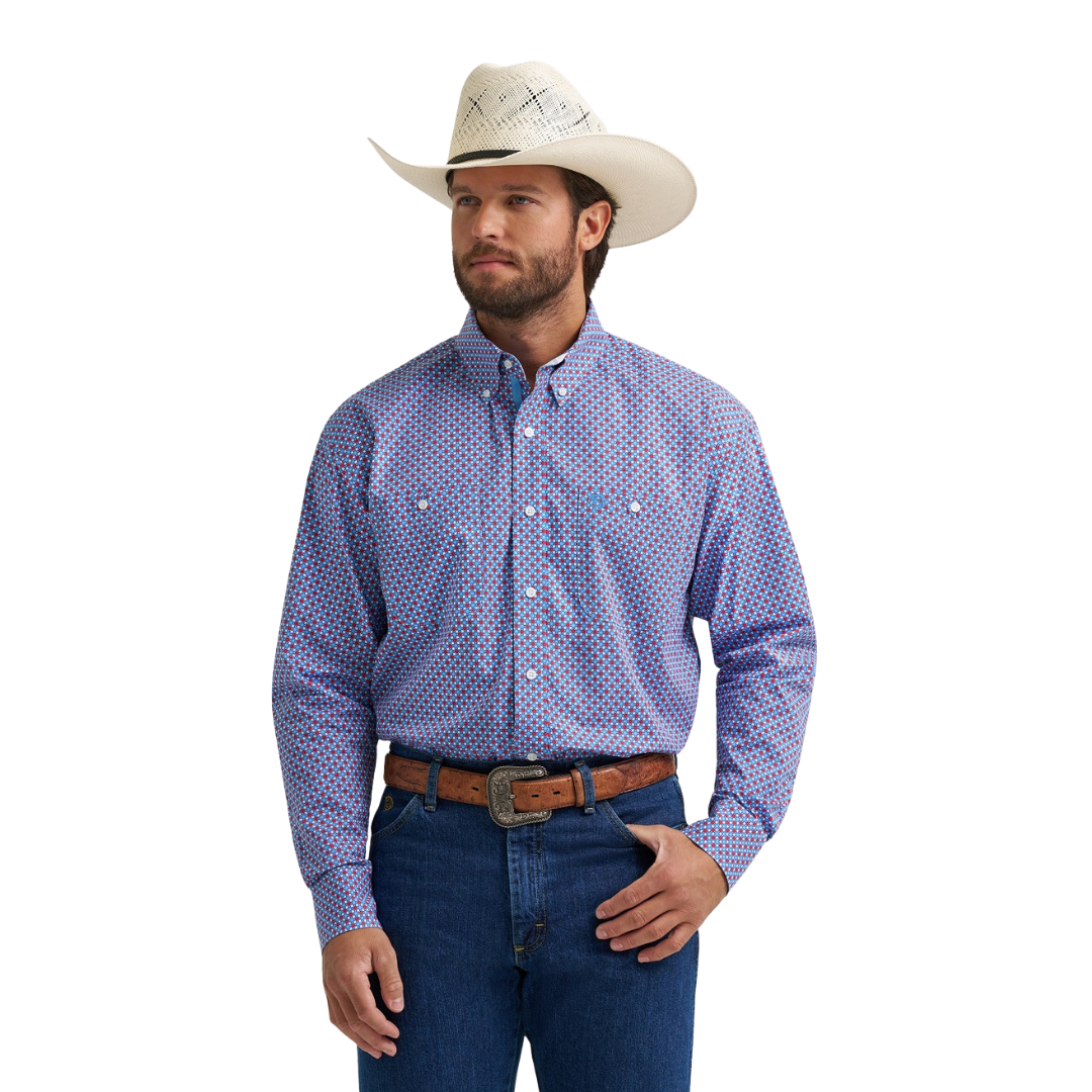 Wrangler Men's George Strait Two Pocket Blue Shirt