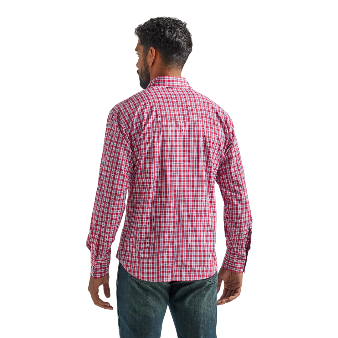 Wrangler Men's Wrinkle Resist Plaid Red Shirt