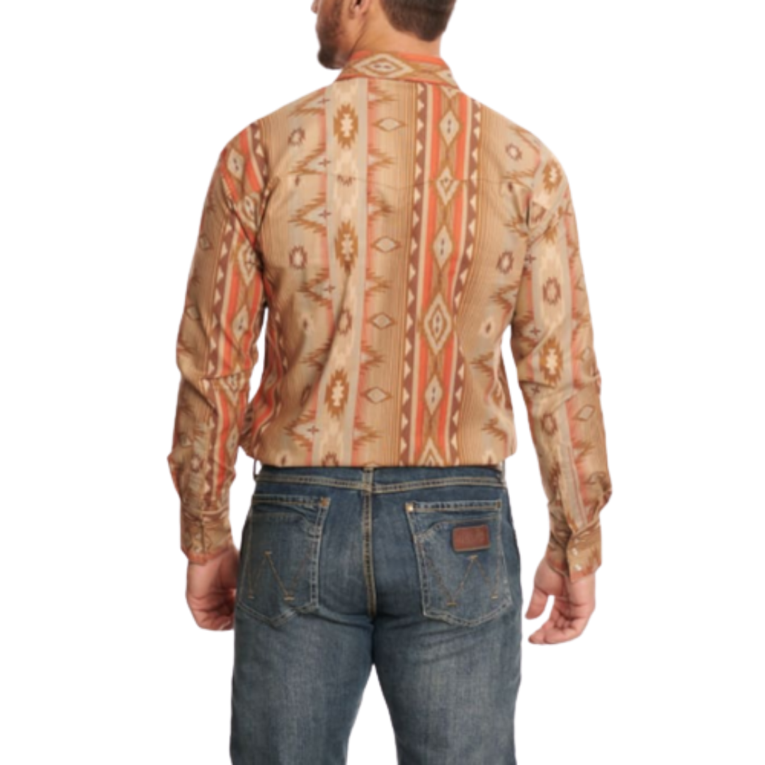 Wrangler Men's Sandy Printed Brown Shirt