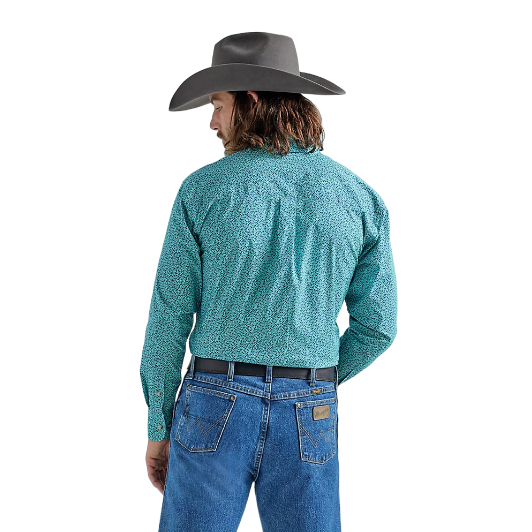 Wrangler Men's Blue Print Teal Flowers Shirt