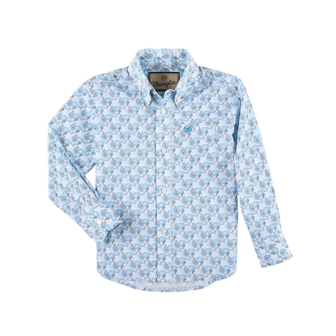 Wrangler Boy's Classic Button Down Blue Shirt