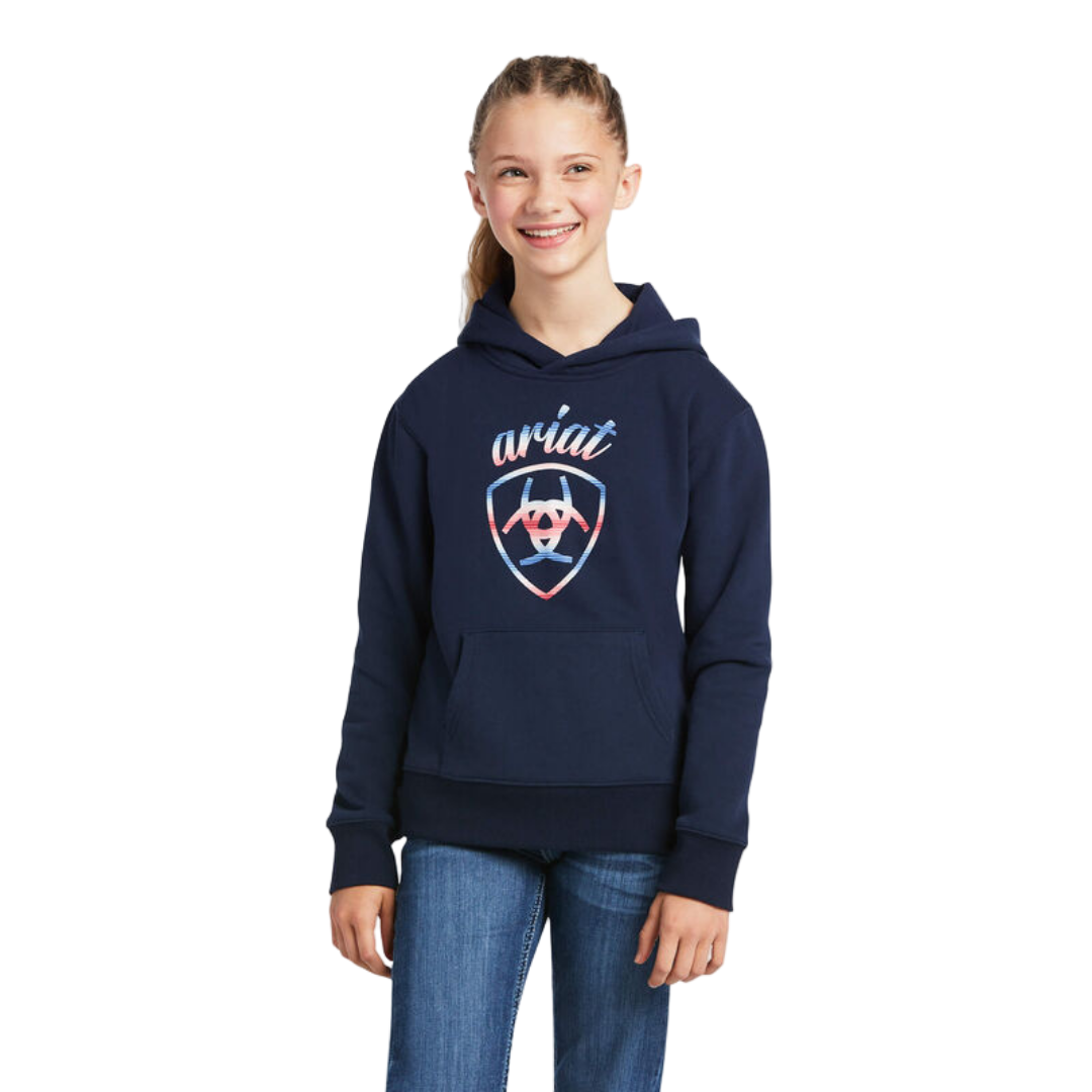 Ariat Youth Girl's Real Serape Logo Blue Hoodie