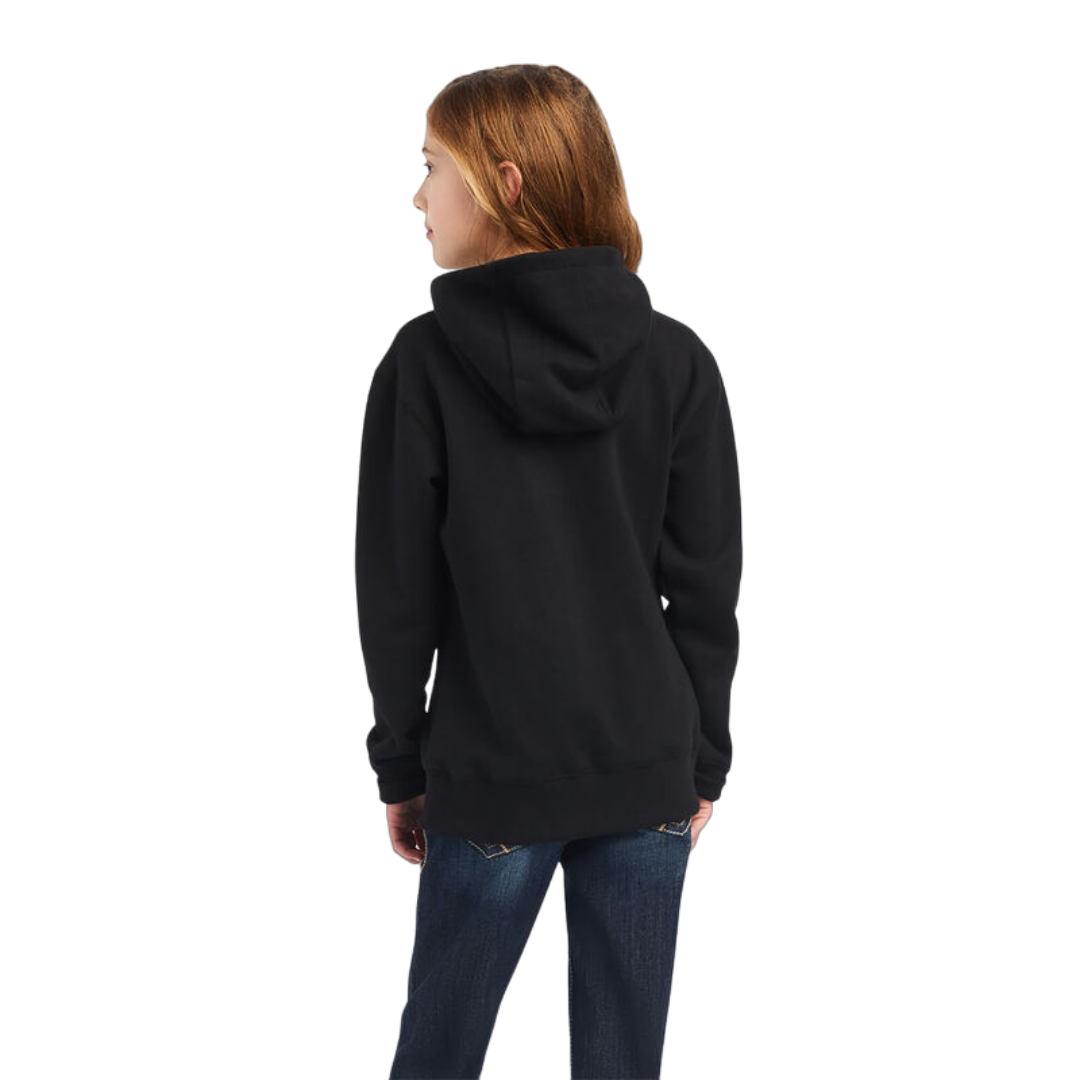 Ariat Youth Girl's Real Glitter Logo Black Hoodie