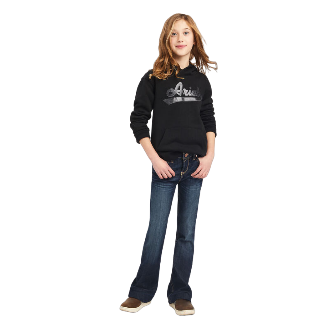 Ariat Youth Girl's Real Glitter Logo Black Hoodie