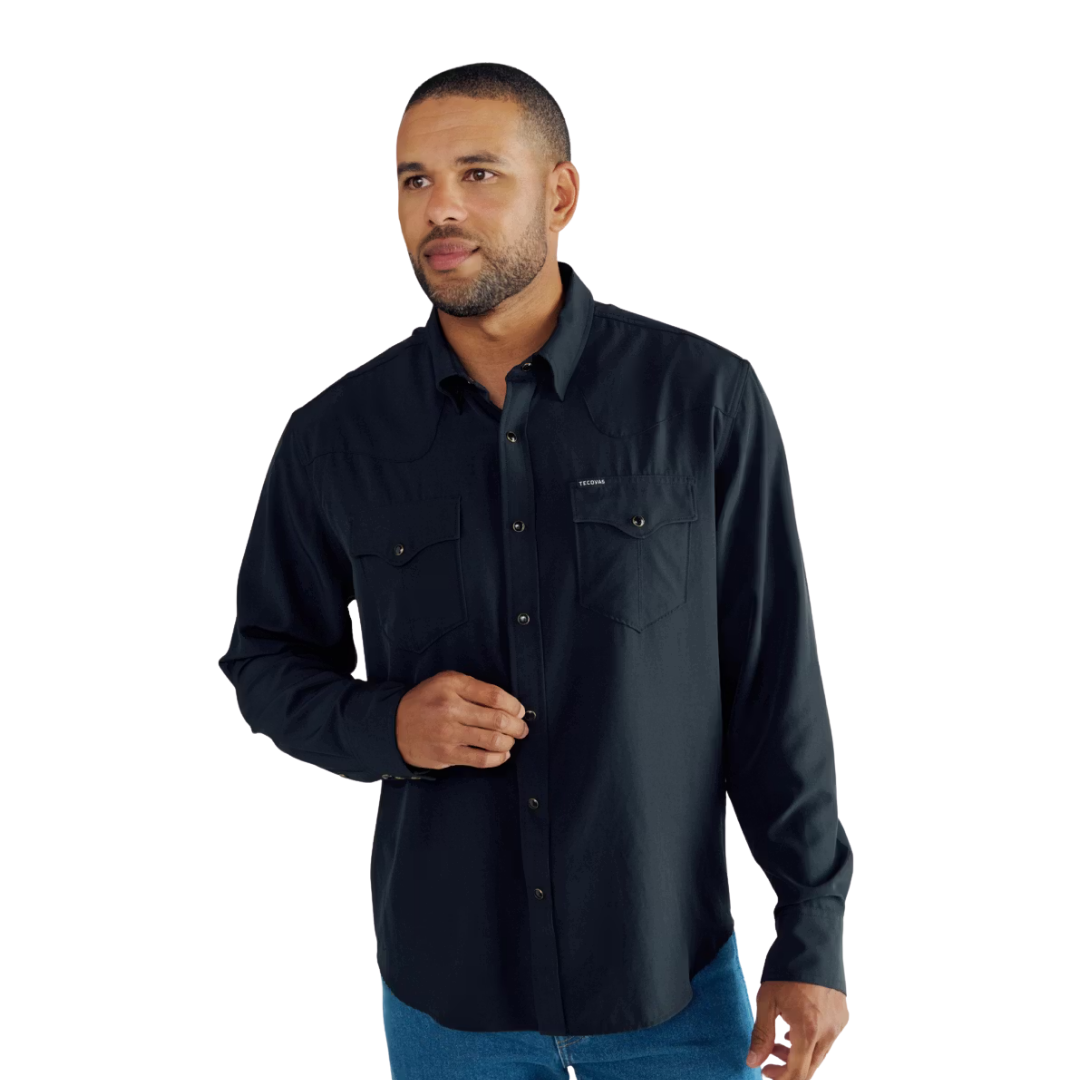 Tecovas Men's Performance Pearl Snap Black Shirt