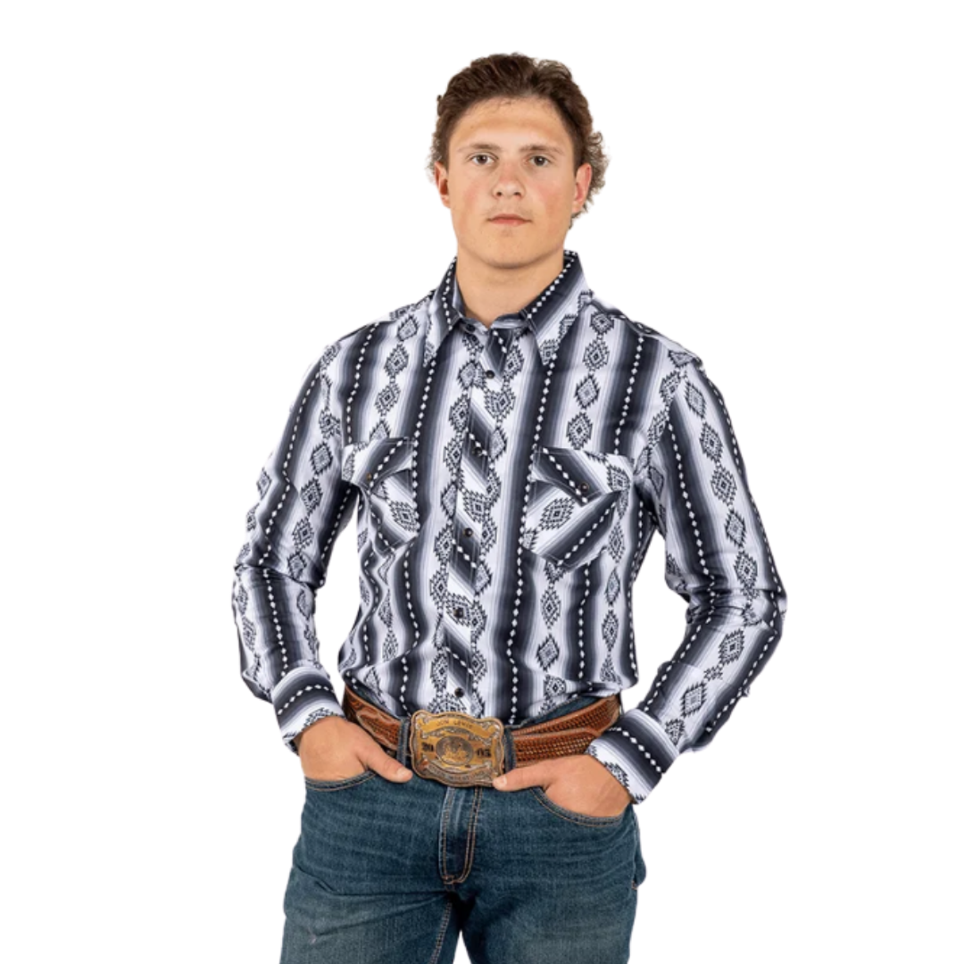 Rock & Roll Men's Aztec Print Black Shirt