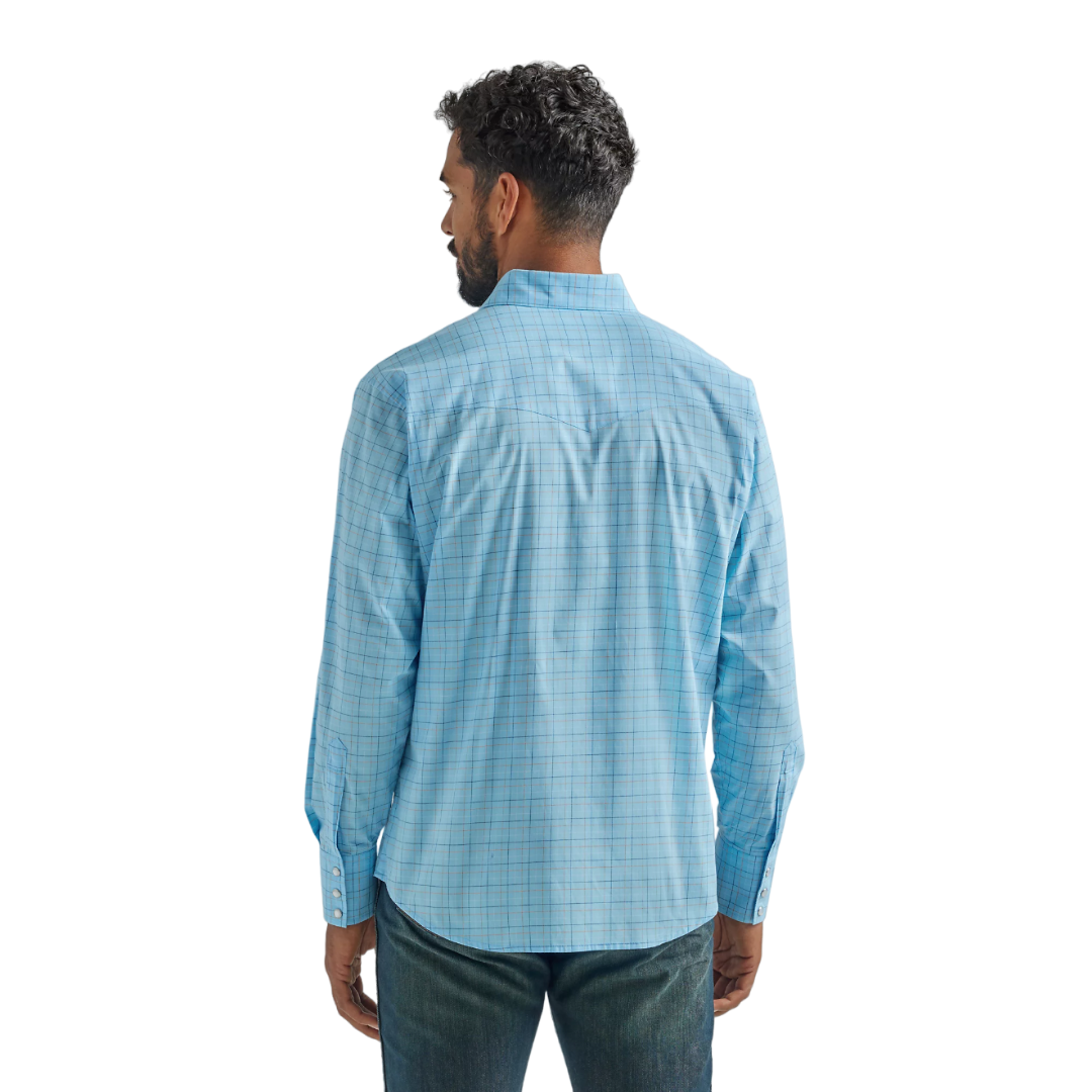 Wrangler Men's Western Snap Baby Blue Shirt - Big