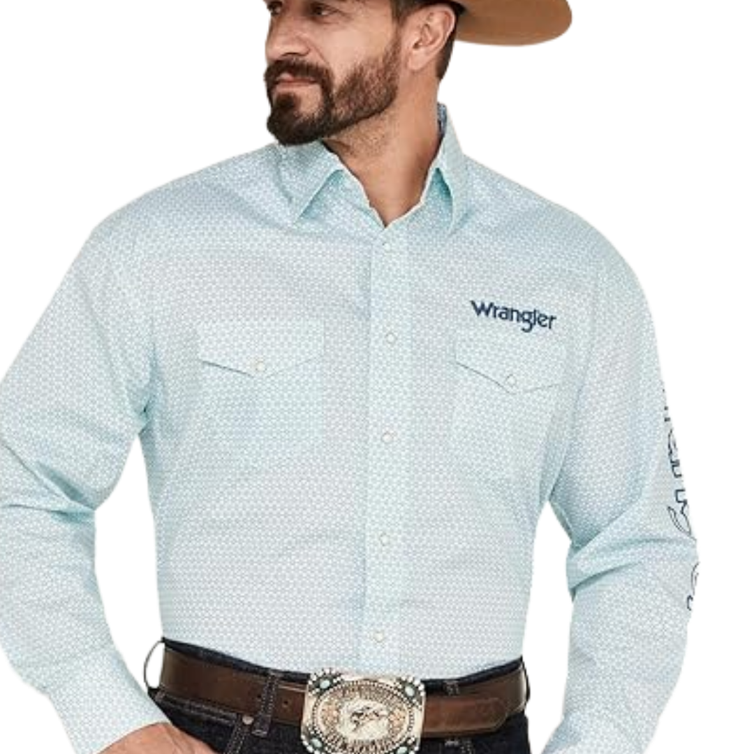 Wrangler Men's Logo Turquoise Shirt