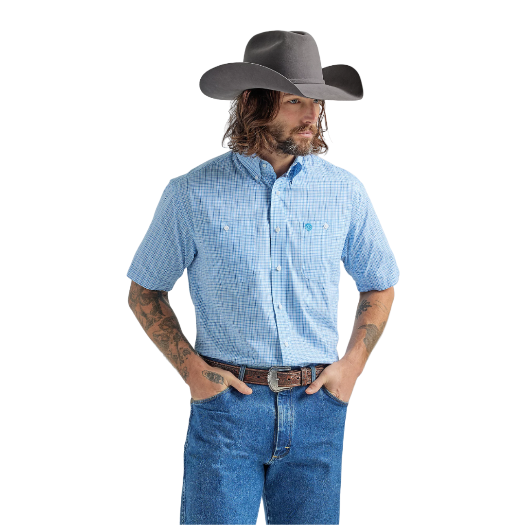 Wrangler Men's George Strait Short Sleeve Blue Shirt