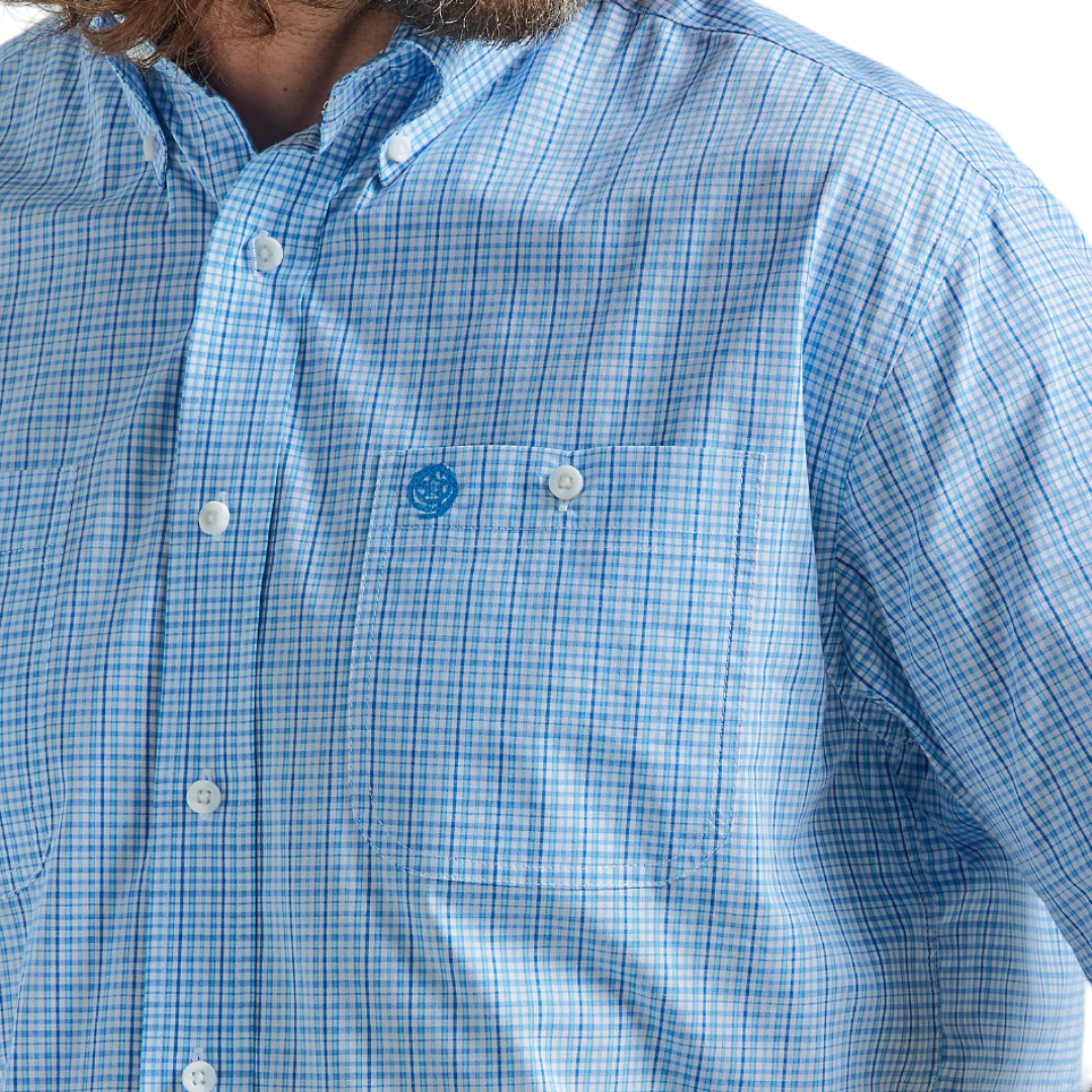 Wrangler Men's George Strait Short Sleeve Blue Shirt