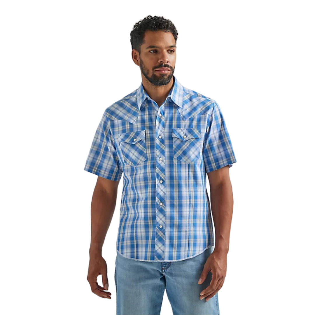 Wrangler Men's Fashion Plaid Blue Shirt