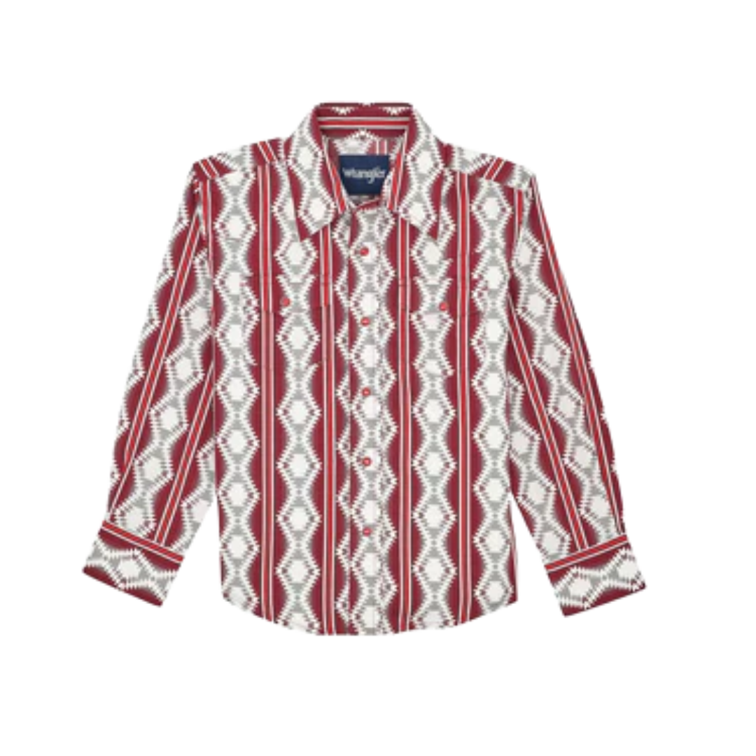 Wrangler Youth Boy's Checotah Long Sleeve Red Shirt