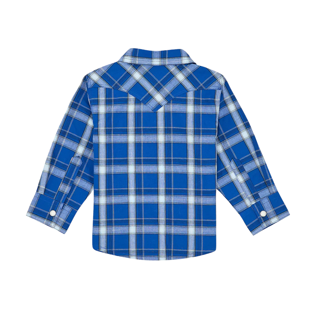 Wrangler Infant Boy's Plaid Snap Front Blue Shirt