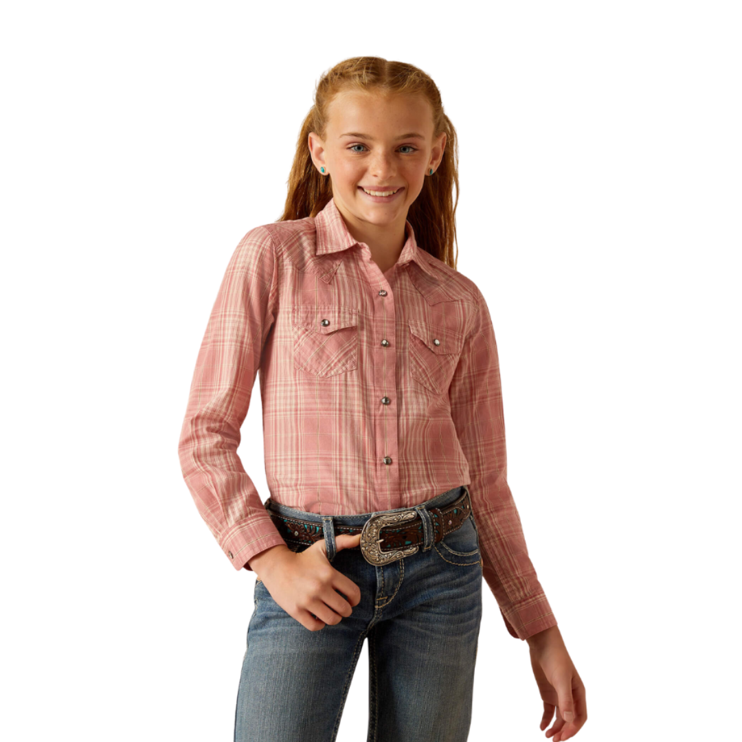 Ariat Youth Girl's Nazca Plaid Pink Shirt