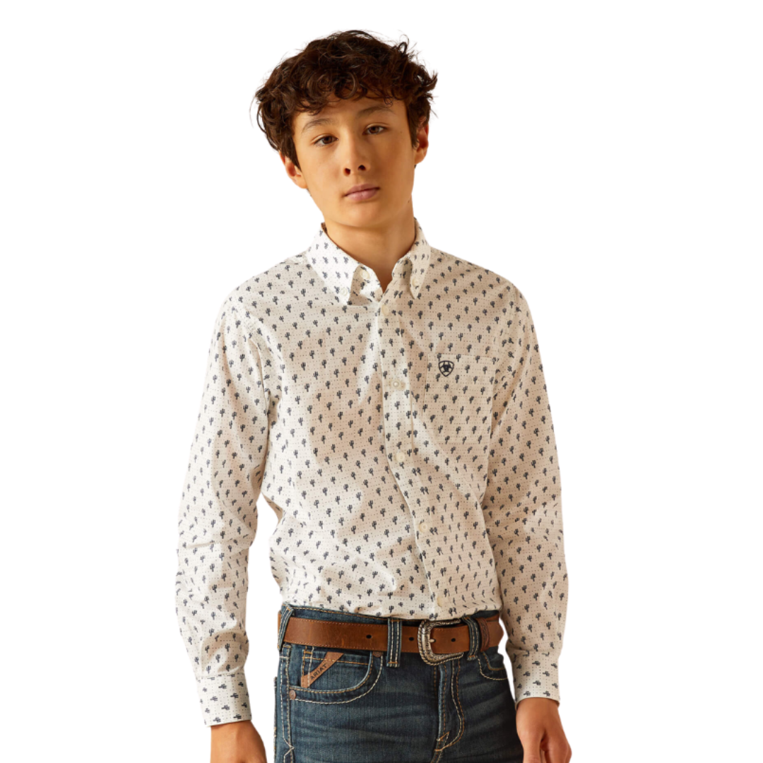 Ariat Youth Boy's Parker Classic Fit White Shirt