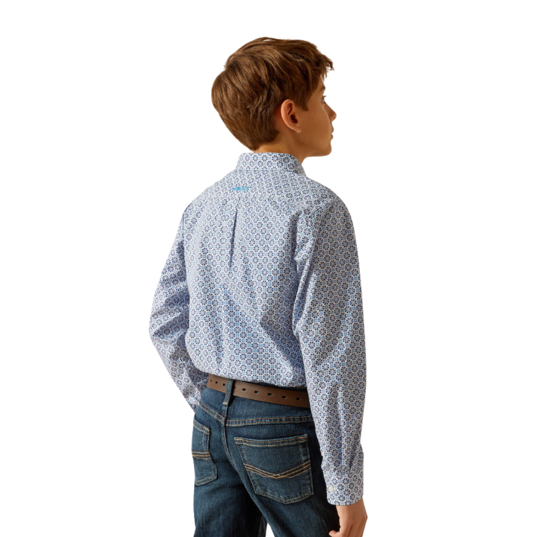 Ariat Youth Boy's Perry Classic Fit Blue Shirt