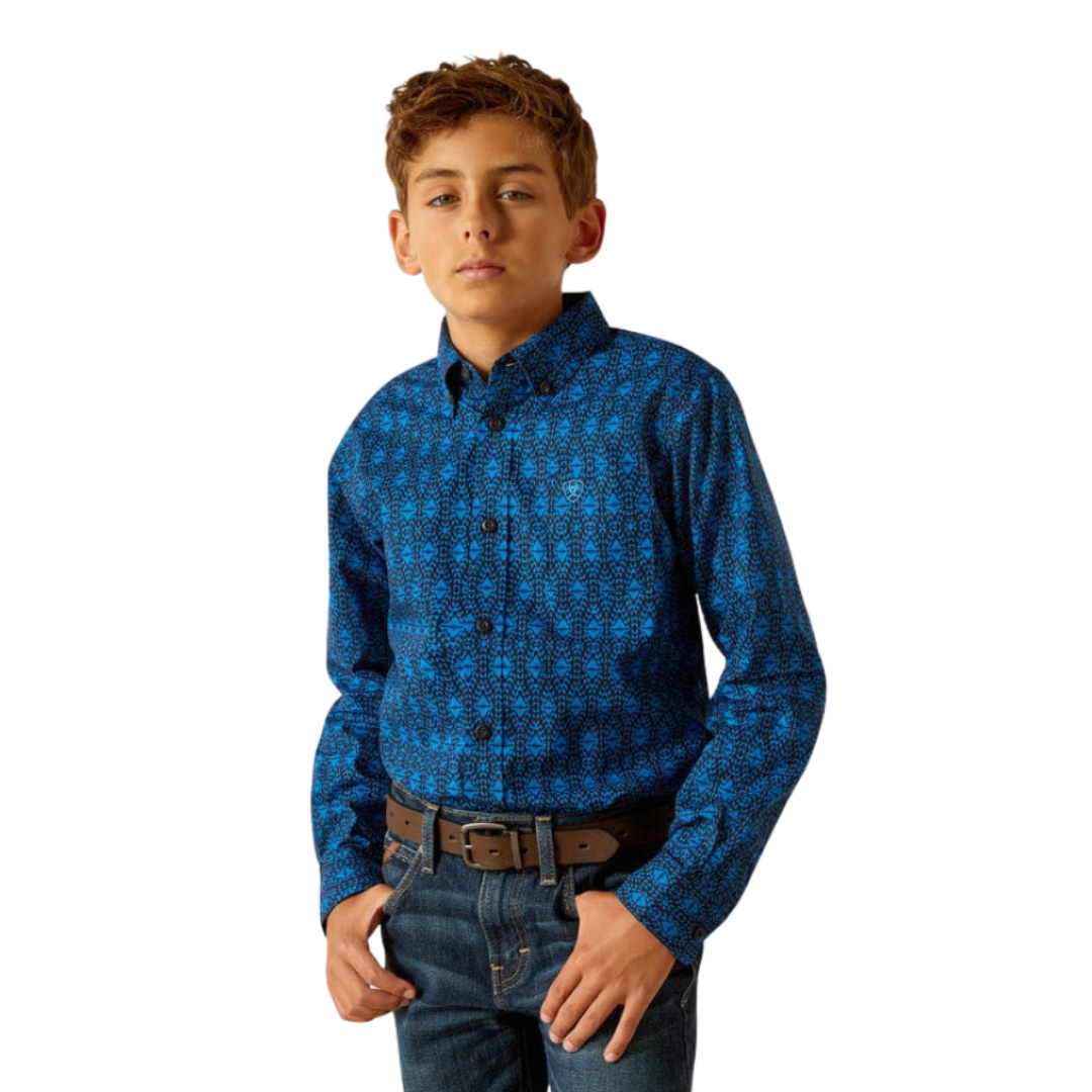 Ariat Youth Boy's Pascual Directoire Classic Fit Blue Shirt