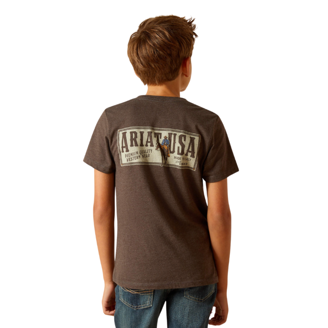 Ariat Youth Boy's Rider Label Brown Tee Shirt