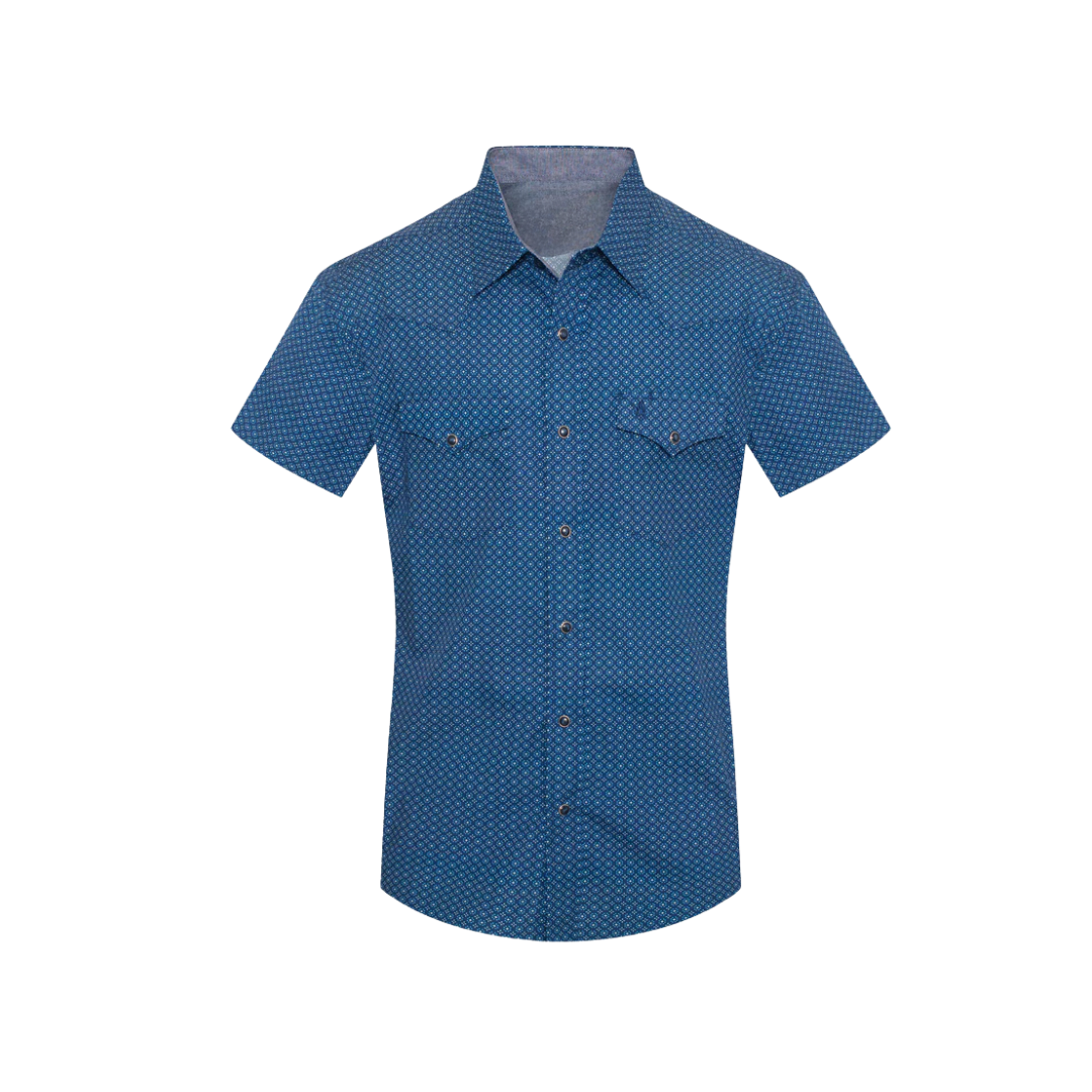 Avalon Men's Pearl Snap Blue Shirt