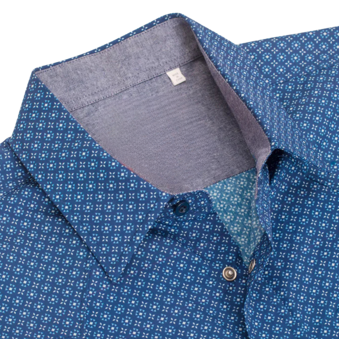 Avalon Men's Pearl Snap Blue Shirt