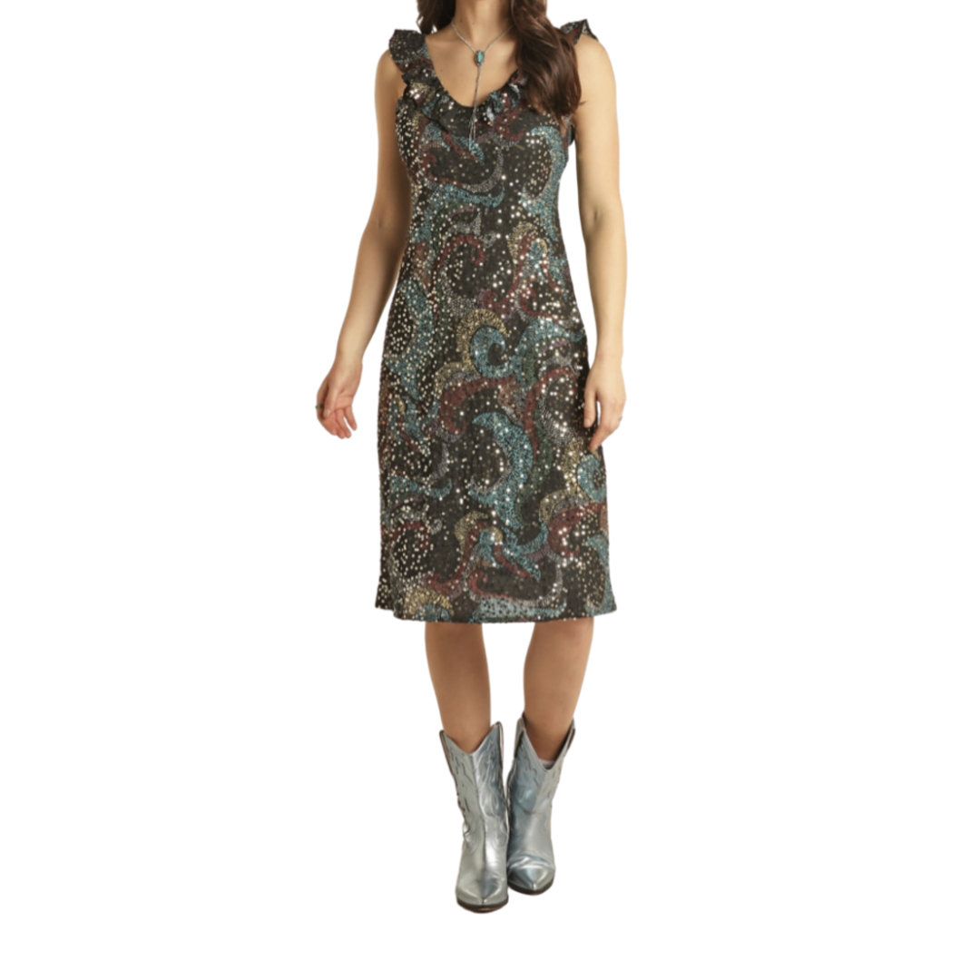 Panhandle Slim Women's Sequin Flounce Multicolor Dress
