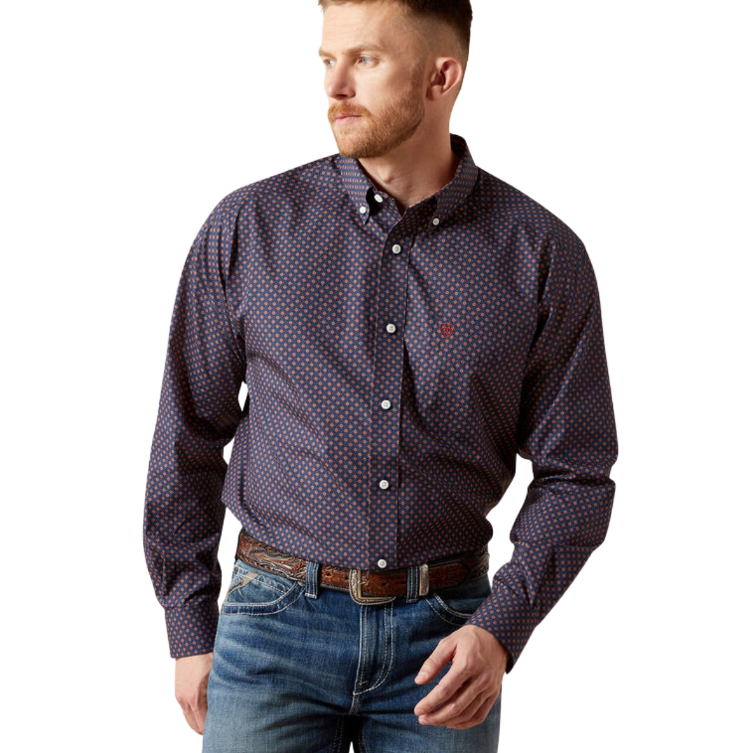 Ariat Men's Wrinkle Free Briggs Classic Fit Navy Shirt