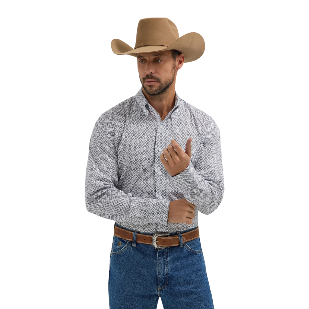 Wrangler Men's George Strait Bars White Shirt - Big & Tall